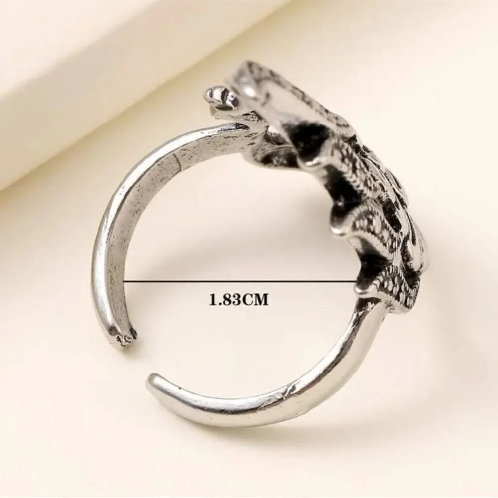 Silver Peacock Cuff Ring